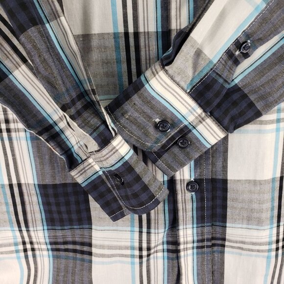 Beverly Hills Polo Club Plaid Button Down Shirt Long Sleeve Size M - Picture 4 of 11
